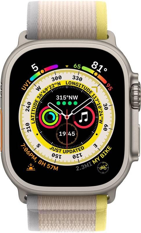 Chytré hodinky Apple Watch Ultra GPS Cellular, 49mm pouzdro z titanu - žluto-béžový trailový tah - M L